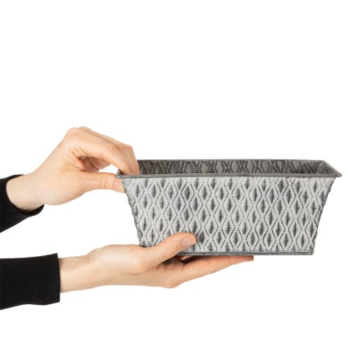 Zinken kom met diamantpatroon 22 cm × 12 cm | Floristik24.nl