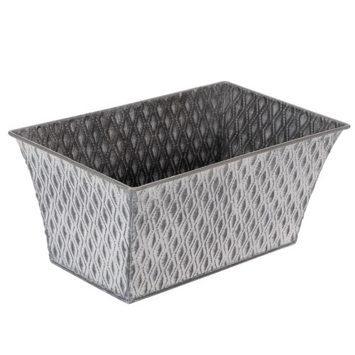 Zinken kom met ruitpatroon, 26 cm x 15,5 cm