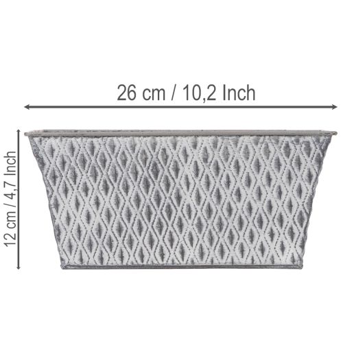 Zinken kom met ruitpatroon, 26 cm x 15,5 cm | Floristik24.nl