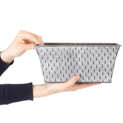 Zinken kom met ruitpatroon, 26 cm x 15,5 cm | Floristik24.nl