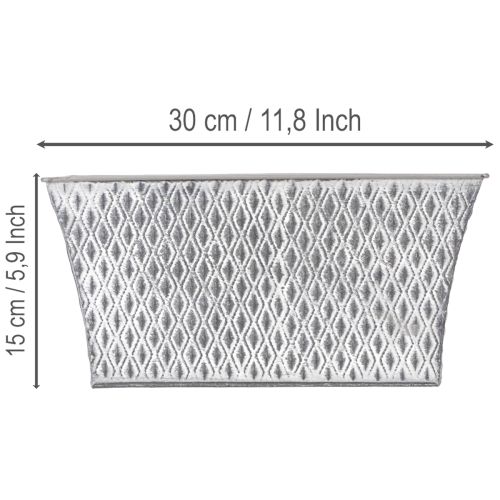 Zinken kom met diamantpatroon 30cm×18cm H15cm | Floristik24.nl
