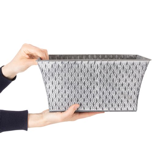 Zinken kom met diamantpatroon 30cm×18cm H15cm | Floristik24.nl