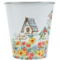 Floristik24 Tinnen pot met vogelhuisjes, zomerdecoratie, plantenbak H14.5cm Ø13.5cm