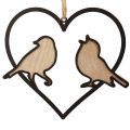 Floristik24 Hangdecoratie hart met vogels decoratie om op te hangen 12cm 4st