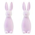 Floristik24 Decoratieve konijntjes gevlokt Paashazen paars licht 8×10×29cm 2st