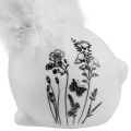 Floristik24 Keramiek Konijntje Witte Zittende Bloemen Veren 9×7×14cm 2st