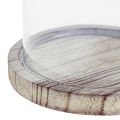 Floristik24 Glazen stolp houten bord tafeldecoratie mini kaasstolp H13cm
