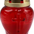 Floristik24 Graflamp glas glas hart rood herdenkingslicht B8cm H16,5cm 6st