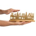Huissilhouet decoratie adventskalender op houten voetstuk 29 cm | Floristik24.nl