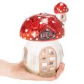 Decoratief paddenstoelvormig theelichthuisje, handgeschilderd met torentje, 21 cm | Floristik24.nl