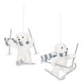 Floristik24 Hanger met ijsbeer op ski's en sjaal om op te hangen, 10 cm, 2 stuks