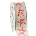 Floristik24 Decoratief lint met rode sterren, 40 mm breed, 15 m lang