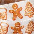 Cadeaulint met peperkoekfiguurtjes. Feestelijk lint voor kerstcadeaus. 25 mm x 18 m. | Floristik24.nl