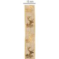 Decoratief lint met hertenmotief, kerstlint, 15 mm x 15 m | Floristik24.nl