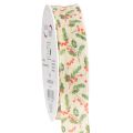 Floristik24 Decoratief lint met hulst en bessen, vormvaste rand, 25 mm, 18 m
