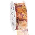 Floristik24 Cadeaulint in herfstkleuren, organza lint met bloemenpatroon, 40 mm, 15 m