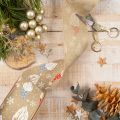 Decoratief lint met kerstkabouters op jute lint, wintermotief, 60 mm x 10 m | Floristik24.nl