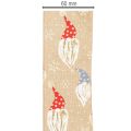 Decoratief lint met kerstkabouters op jute lint, wintermotief, 60 mm x 10 m | Floristik24.nl