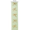 Decoratief lint met gouden strikken op een rol, 15 mm breed, 18 m lang | Floristik24.nl