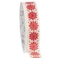 Floristik24 Decoratief lint met sneeuwvlokken, cadeauverpakking, winter, 25 mm x 20 m