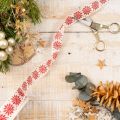Decoratief lint met sneeuwvlokken, cadeauverpakking, winter, 25 mm x 20 m | Floristik24.nl