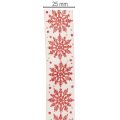 Decoratief lint met sneeuwvlokken, cadeauverpakking, winter, 25 mm x 20 m | Floristik24.nl