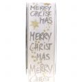 Floristik24 Lint &quot;Merry Christmas&quot; wit, goud 40mm 20m