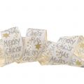 Floristik24 Lint &quot;Merry Christmas&quot; wit, goud 40mm 20m