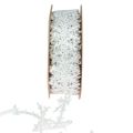 Floristik24 Satijnlint Kerstlint sneeuwvlok wit 25mm 5m