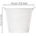 Witte metalen emmers Ø14cm H12cm 6 stuks | Floristik24.nl