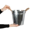 Glanzende metalen emmer met touwgrepen, Ø22cm | Floristik24.nl