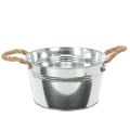 Floristik24 Glanzende metalen kom met touwgrepen, Ø22cm