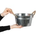Glanzende metalen kom met touwgrepen, Ø22cm | Floristik24.nl