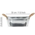 Ovale tinnen schaal, zilverkleurig, 30 cm x 17 cm x 10 cm | Floristik24.nl