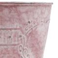 Floristik24 Blikken pot roze gewassen versierd Ø14cm H12.5cm