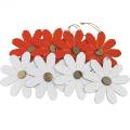 Floristik24 Bloemenhanger, decoratieve bloemen oranje en wit, houten decoratie, zomer, decoratieve bloemen 8 stuks