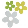 Floristik24 Houten bloem wit/geel/groen 3cm - 5cm 48st