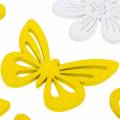Floristik24 Bloemen en vlinders om te strooien geel, wit hout strooi decoratie lente decoratie 72st