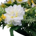 Floristik24 Deurkrans wanddecoratie bloemen dahlia&#39;s banksia wit Ø35cm