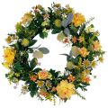 Floristik24 Deurkrans wanddecoratie bloemen dahlia&#39;s banksia geel Ø35cm