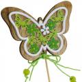 Floristik24 Bloemstok vlinder houten veerdecoratie op stok 12st