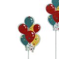Floristik24 Bloemplugboeket decoratieve taarttopper ballonnen kleurrijk 26cm 15st