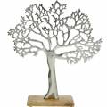 Floristik24 Metalen boom, decoratief beukenhout op houten voet, zilveren metalen decoratie, levensboom, mangohout
