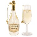 Hangerset met champagnefles en champagneglas, kerstboomversiering, 14 cm, 2 stuks | Floristik24.nl