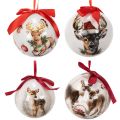 Kerstbal met hertenmotief en lint om op te hangen, 7 cm, 4 stuks | Floristik24.nl