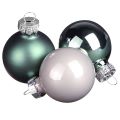 Floristik24 Kerstboomballen van glas groen parelmoer grijs Ø5cm 24 st