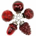 Floristik24 Mini boomdecoratie mix herfstfruit en ballen rood, zilver echt glas 3.4–4.4cm 10st