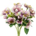 Floristik24 Kunstkerstrozenboeket met paarse bloesem, 35 cm, 6 stuks