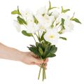 Kerstroos kunstbloem, wit, decoratief boeket kunstbloemen, 40 cm, 4 stuks | Floristik24.nl