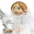 Floristik24 Decoratieve engel met hart en ster wit, zilver Ø7,5 H15cm 2st